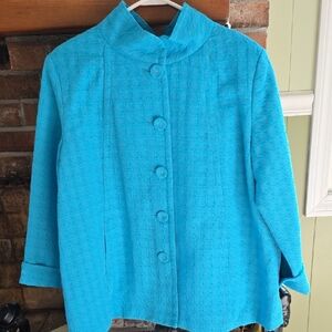 Linea by Louis Dell'Olio Blue Cape-like Jacket; Size L